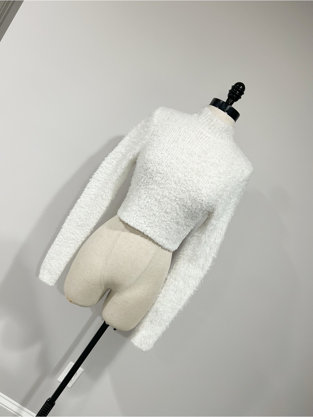 wild fable White Fuzzy Cropped Turtleneck Sweater